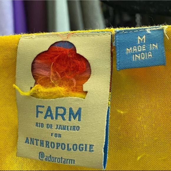 Anthropologie FARM Rio Floral Yellow Boho Maxi Dress Size Medium - Picture 5 of 7